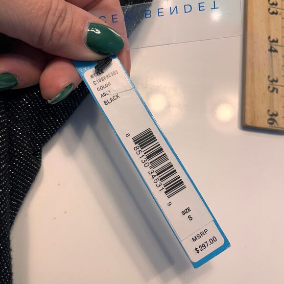 NWT Alice + Olivia Black Metallic Sleeveless Rounded Neck Sheath Mini Dress S - Picture 6 of 11